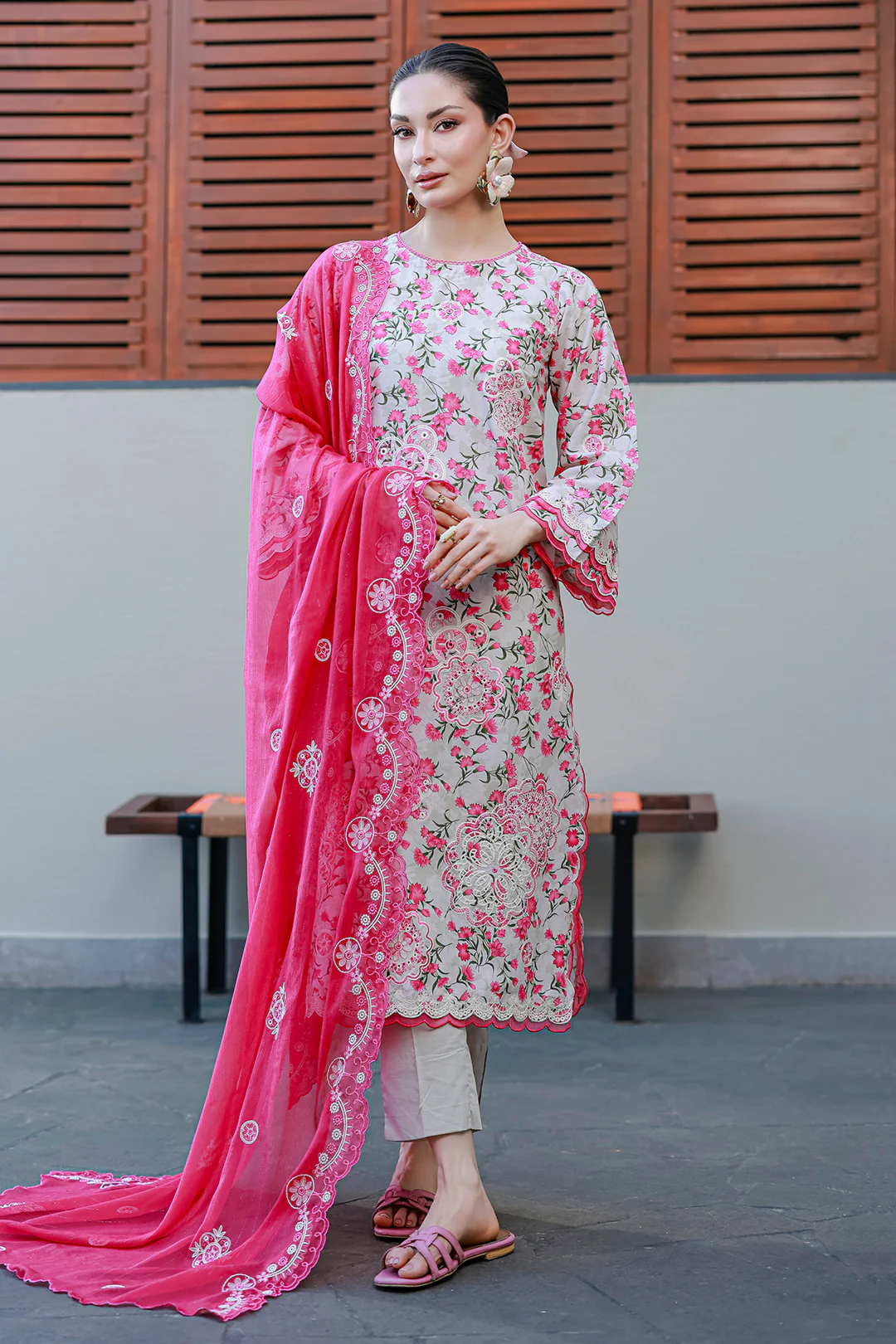 Embroidered Shirt Shalwar Dupatta - 4051 - Image 4