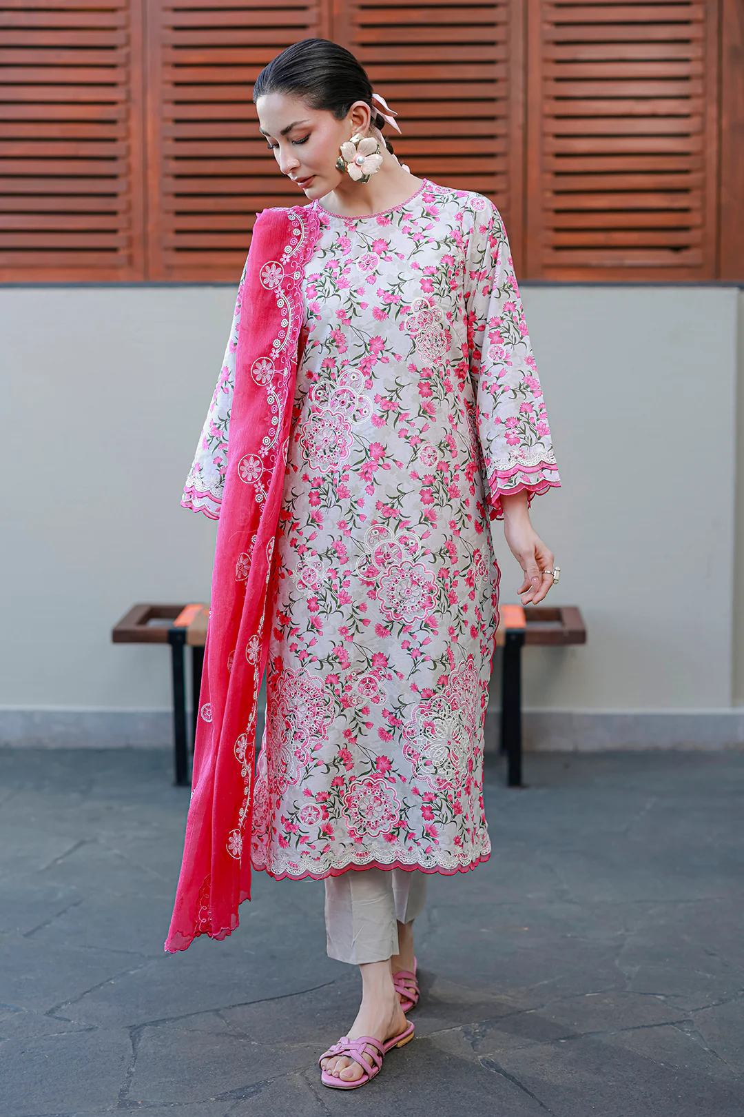 Embroidered Shirt Shalwar Dupatta - 4051 - Image 6