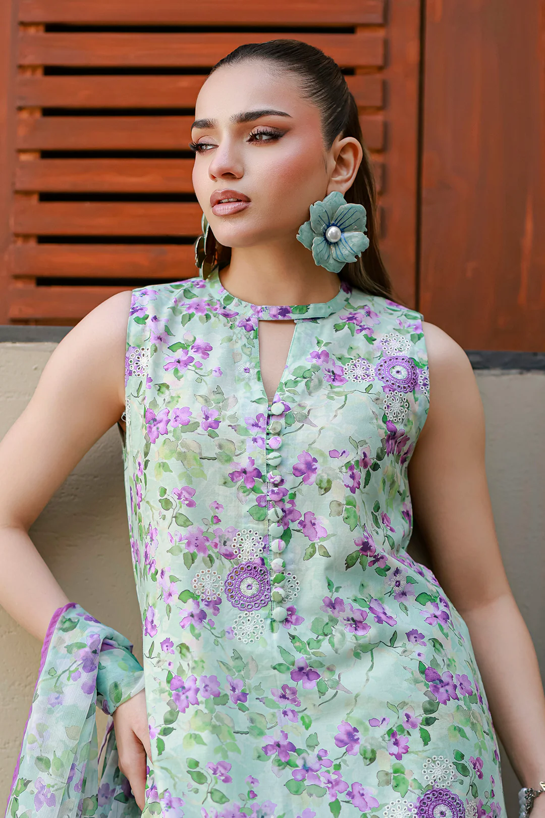 Embroidered Shirt Shalwar Dupatta - 4053 - Image 4