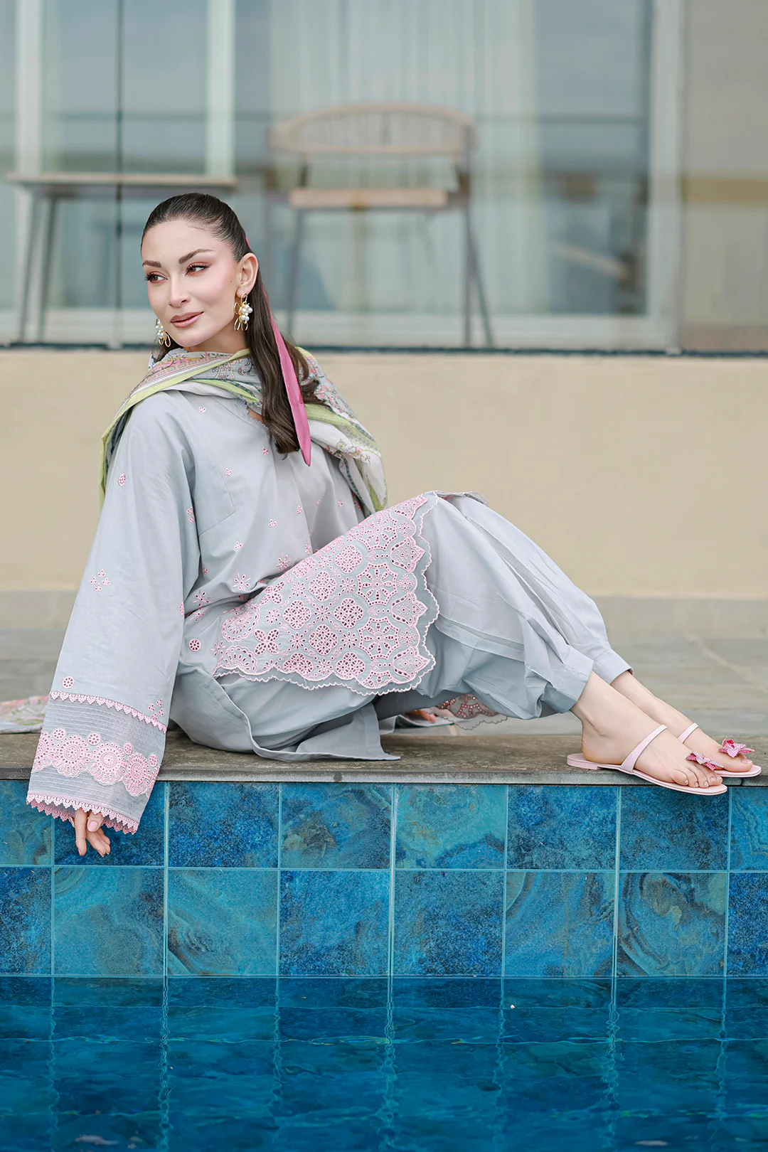 Embroidered Shirt Shalwar Dupatta - 4054 - Image 10
