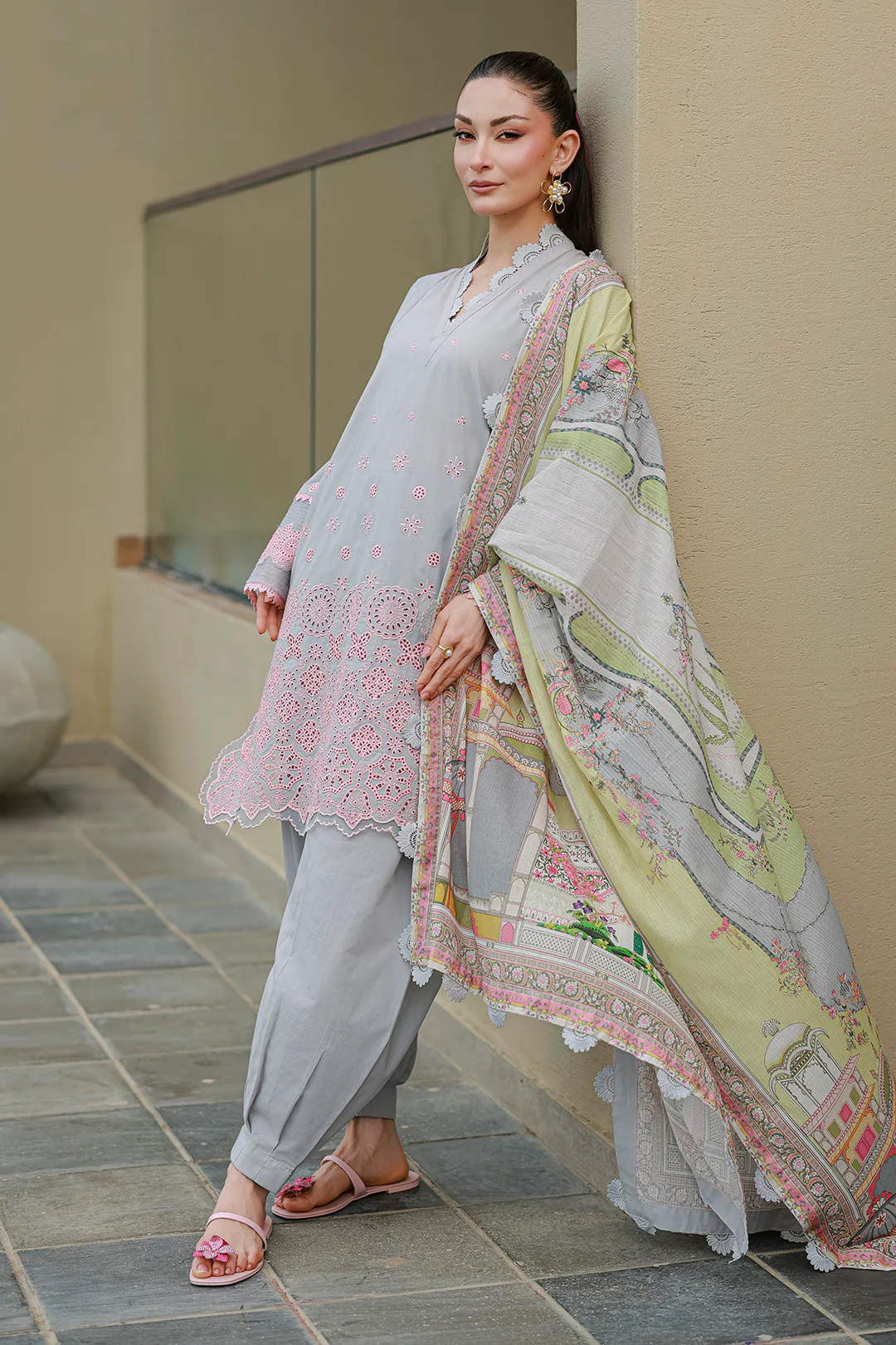 Embroidered Shirt Shalwar Dupatta - 4054 - Image 6