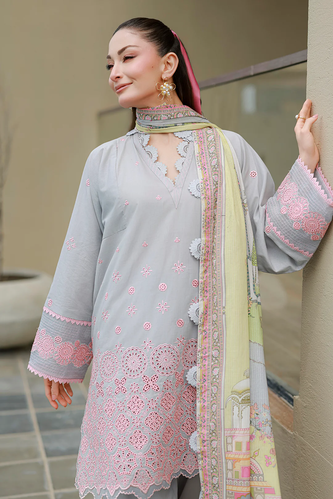 Embroidered Shirt Shalwar Dupatta - 4054 - Image 7