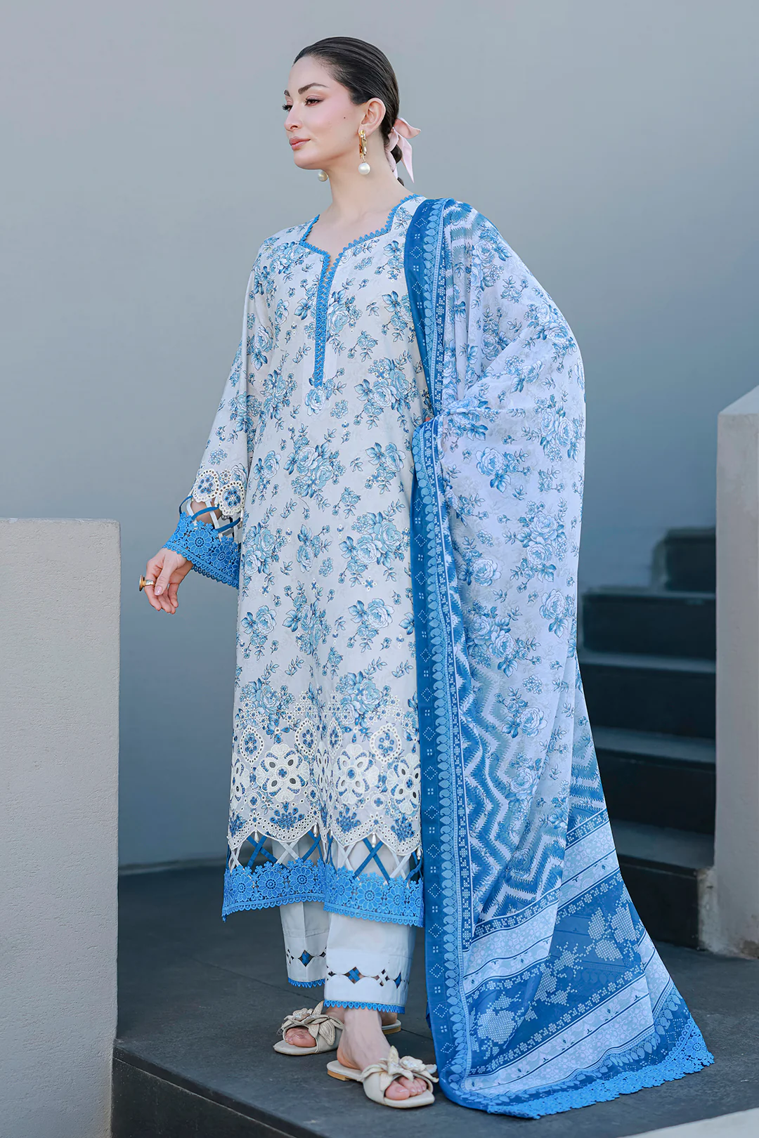 Embroidered Shirt Shalwar Dupatta - 4057 - Image 5