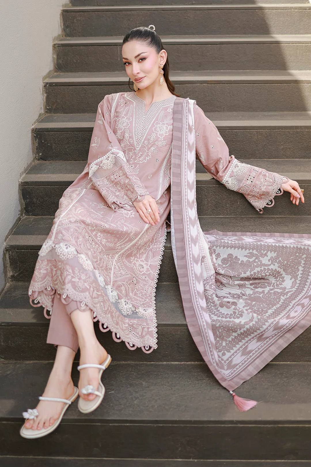 Embroidered Shirt Shalwar Dupatta - 4058 - Image 3