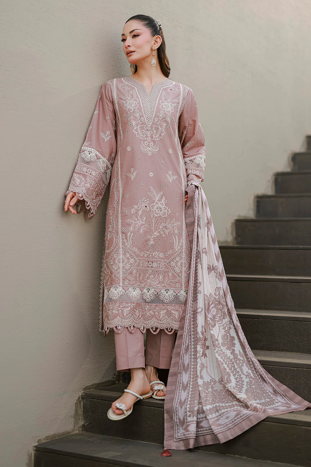 Embroidered Shirt Shalwar Dupatta - 4058 - Image 4