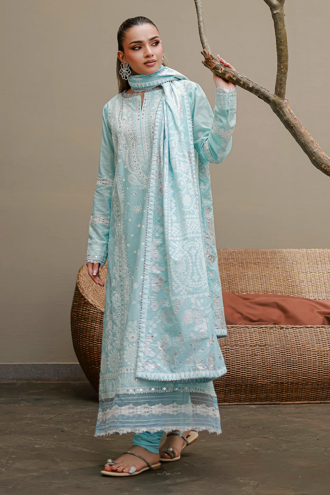 Embroidered Shirt Shalwar Dupatta - 4060 - Image 5