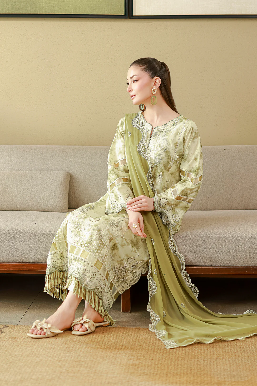 Embroidered Shirt Shalwar Dupatta - 4065 - Image 8