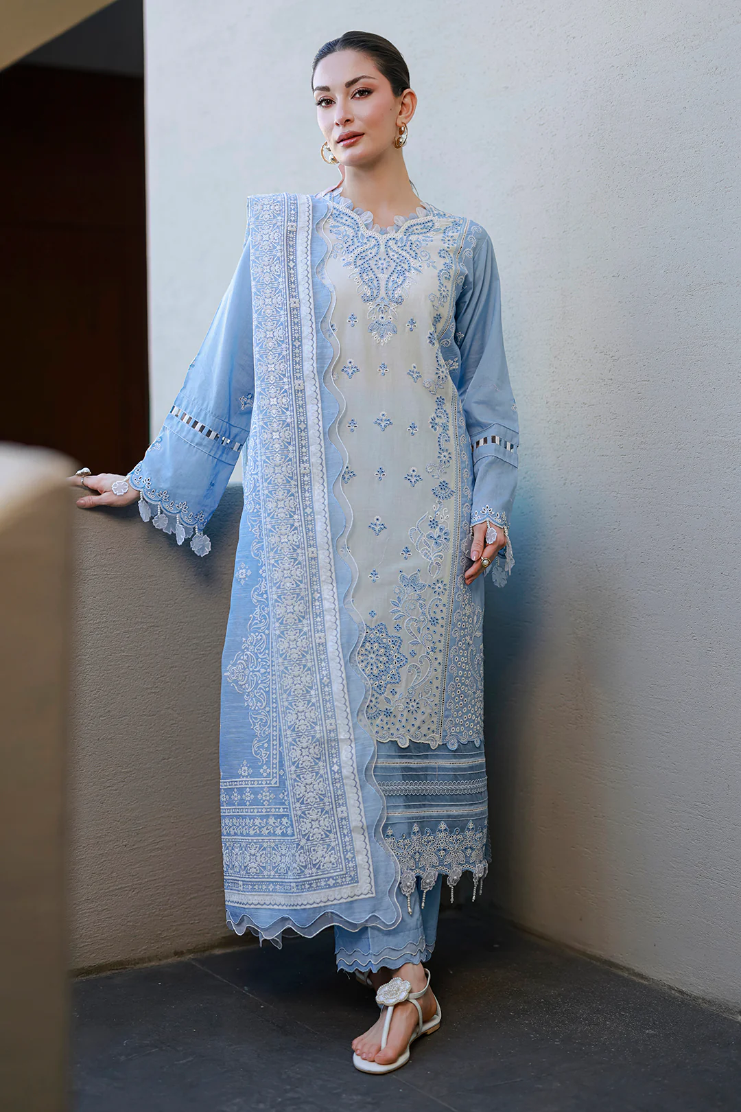 Embroidered Shirt Shalwar Dupatta - 4066