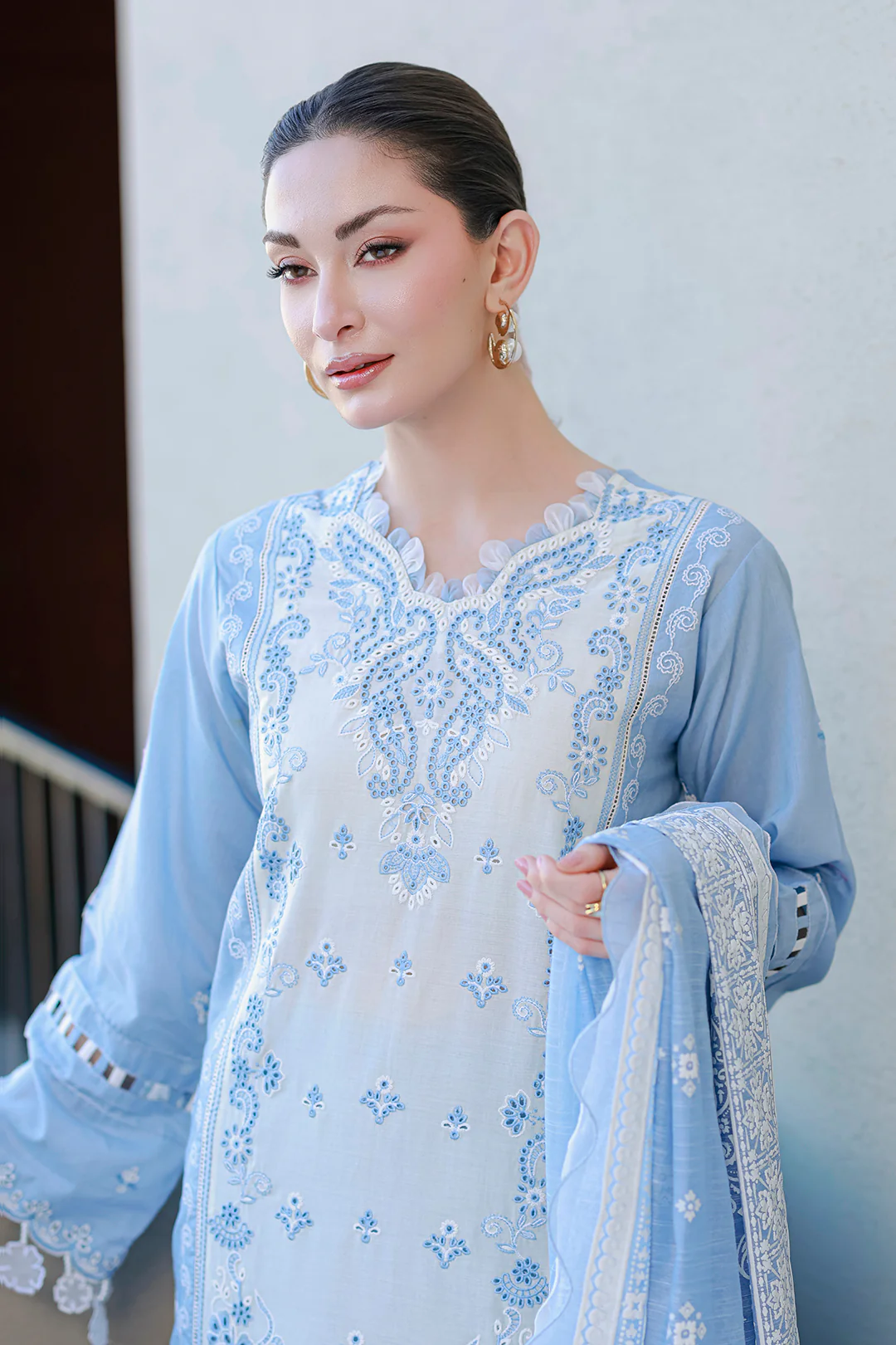 Embroidered Shirt Shalwar Dupatta - 4066 - Image 4