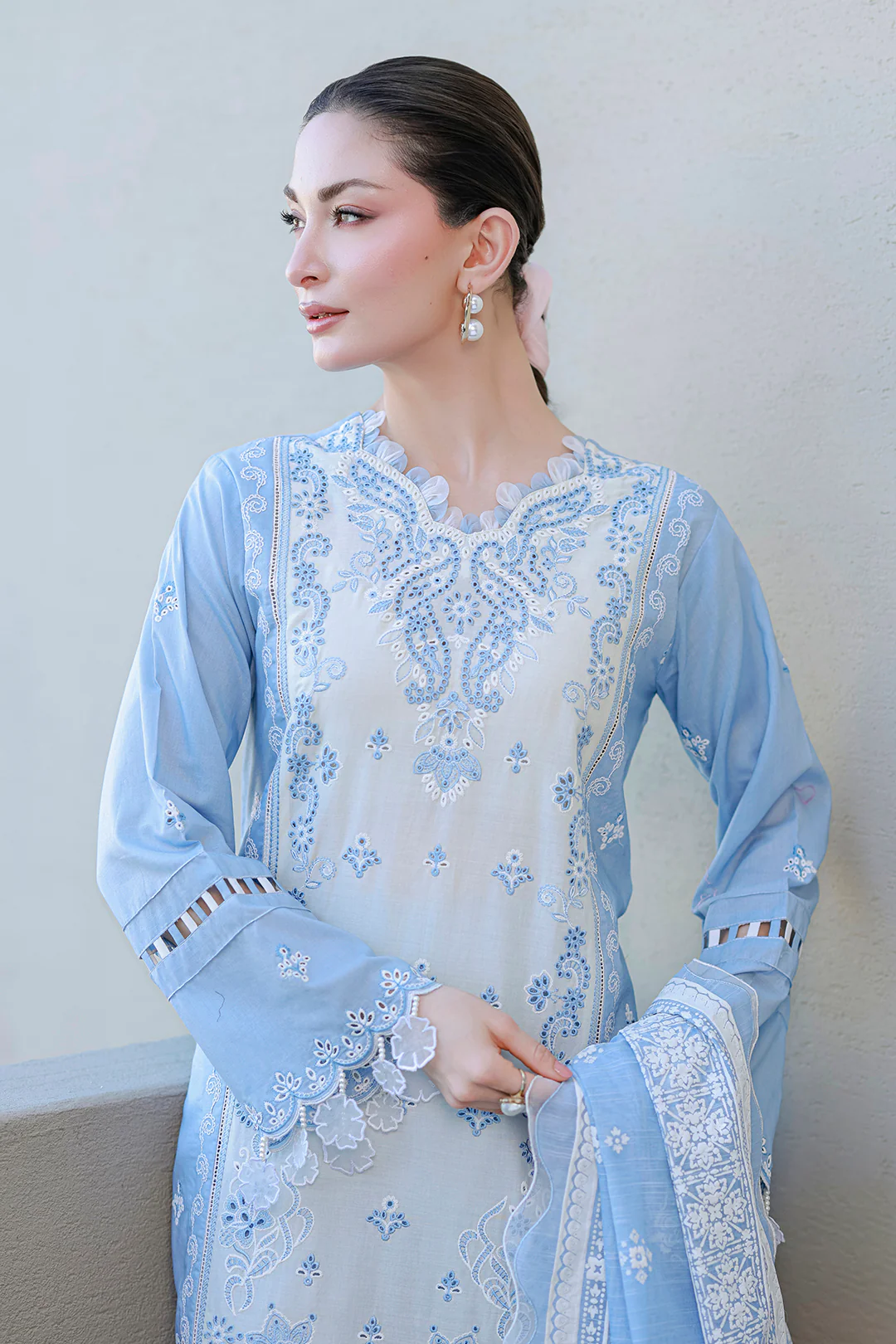 Embroidered Shirt Shalwar Dupatta - 4066 - Image 6