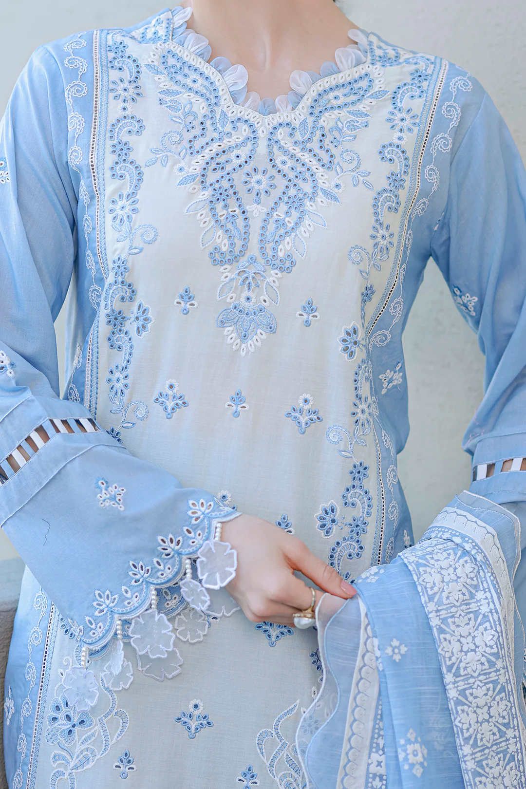Embroidered Shirt Shalwar Dupatta - 4066 - Image 7