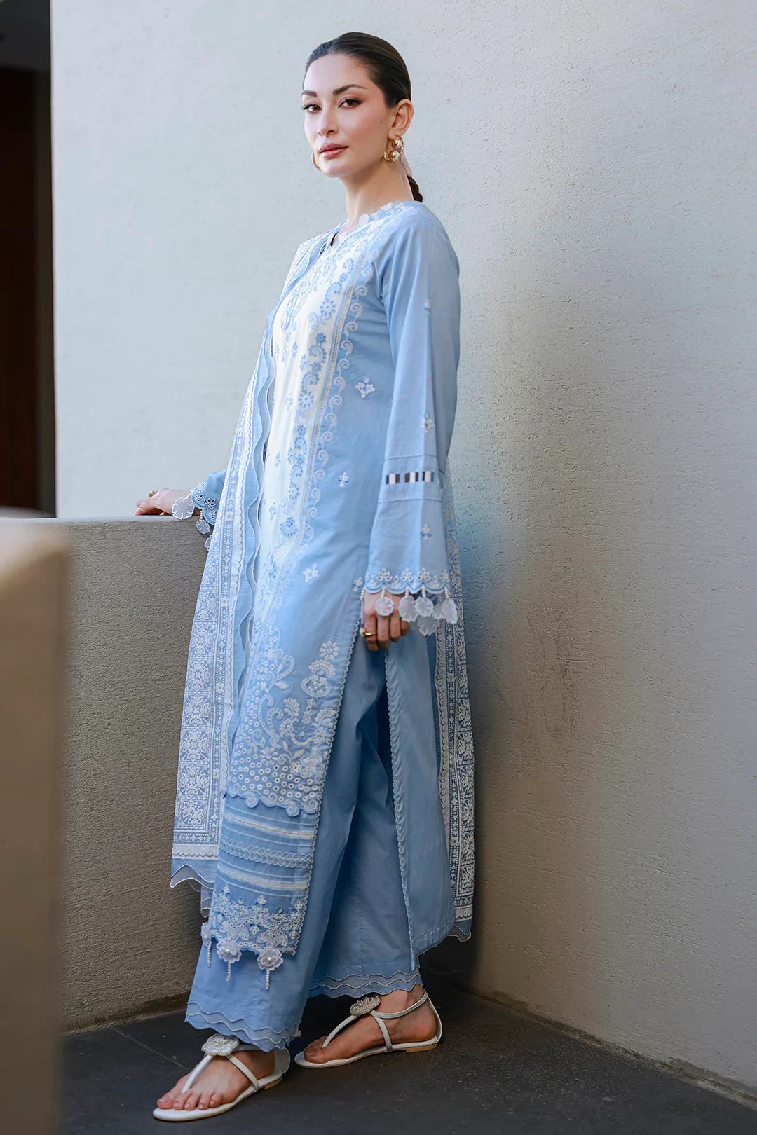 Embroidered Shirt Shalwar Dupatta - 4066 - Image 8