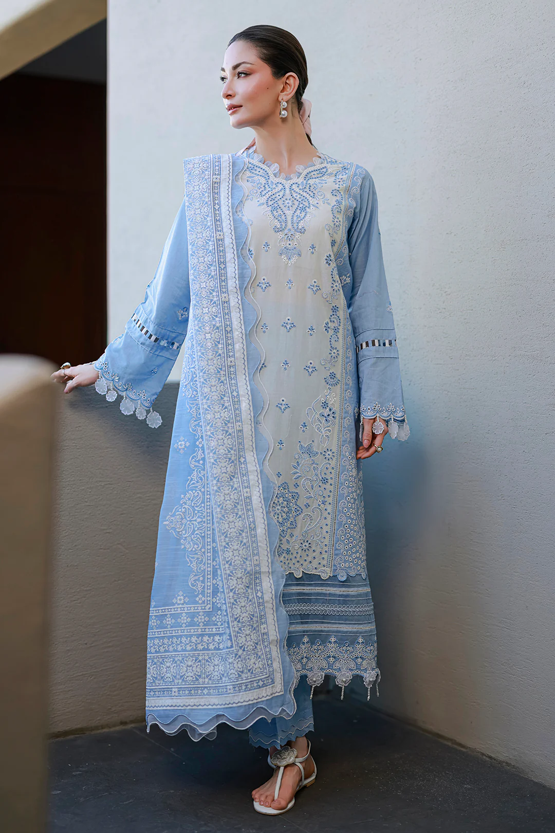 Embroidered Shirt Shalwar Dupatta - 4066 - Image 9