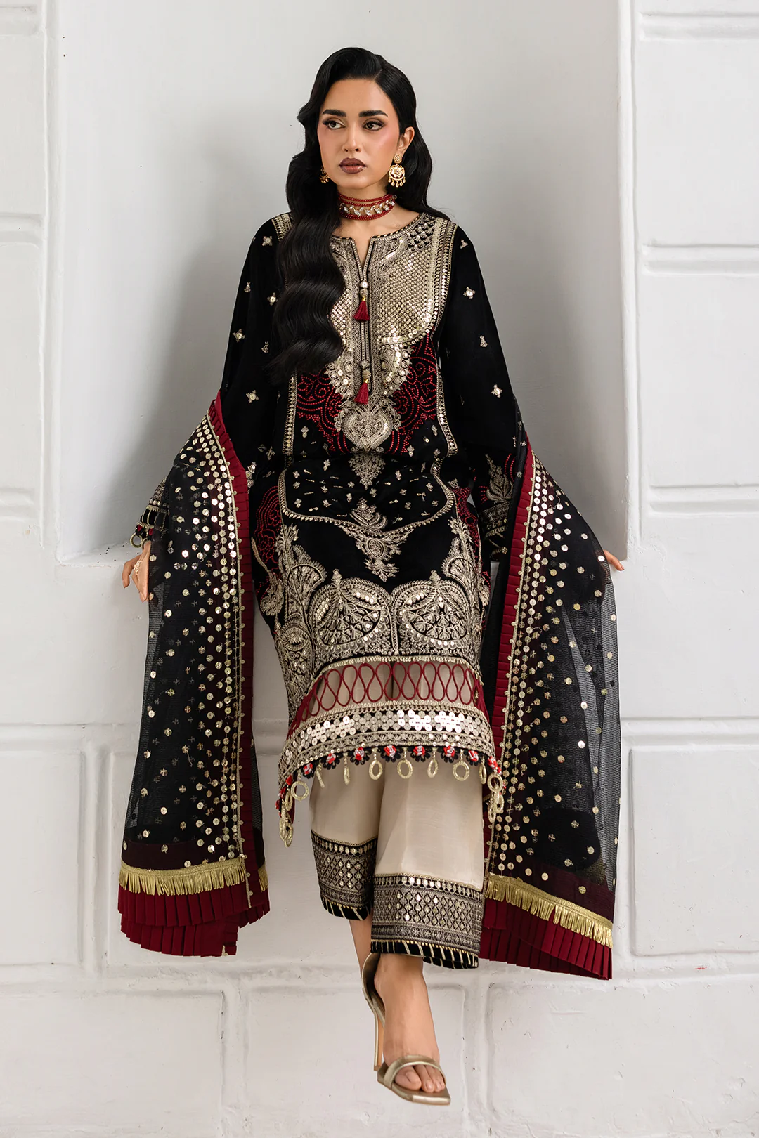 Embroidered Shirt Shalwar Dupatta - 4196 - Image 15