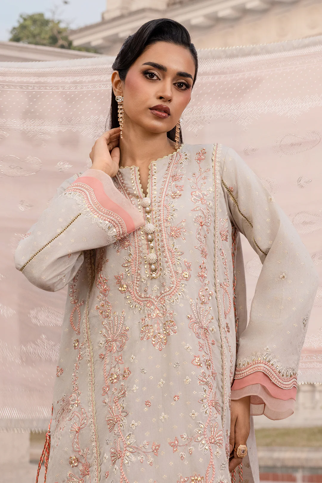 Embroidered Shirt Shalwar Dupatta - 4199 - Image 2