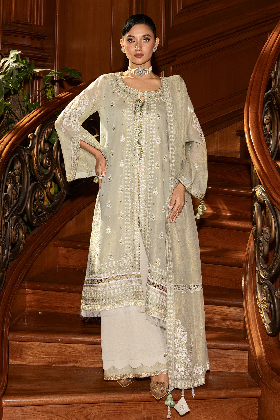 Embroidered Shirt Shalwar Dupatta - 4201 - Image 3