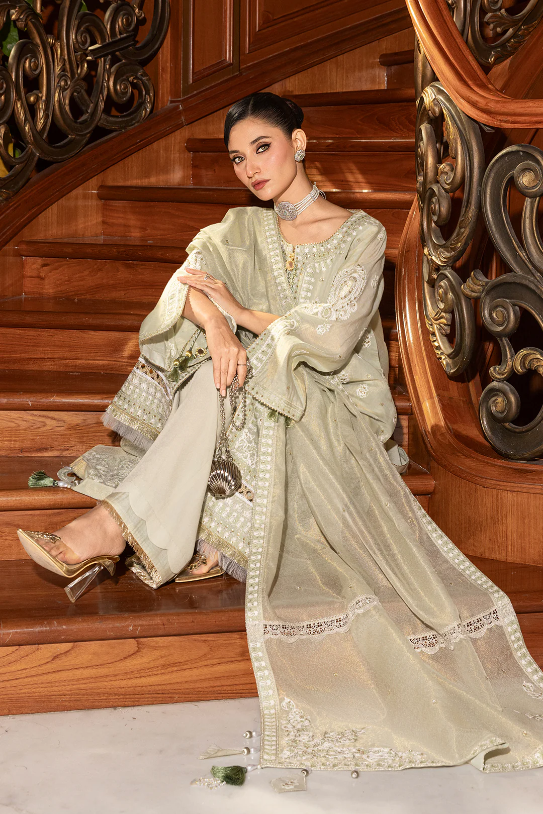 Embroidered Shirt Shalwar Dupatta - 4201 - Image 6