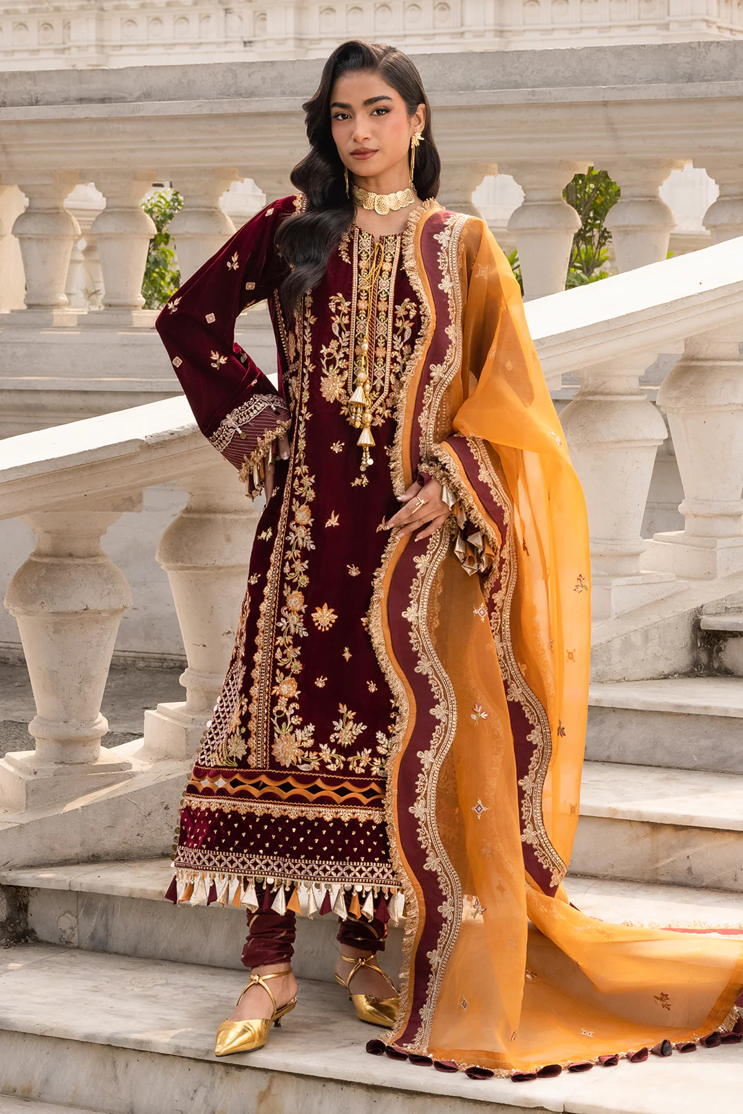 Embroidered Shirt Shalwar Dupatta - 4205 - Image 3