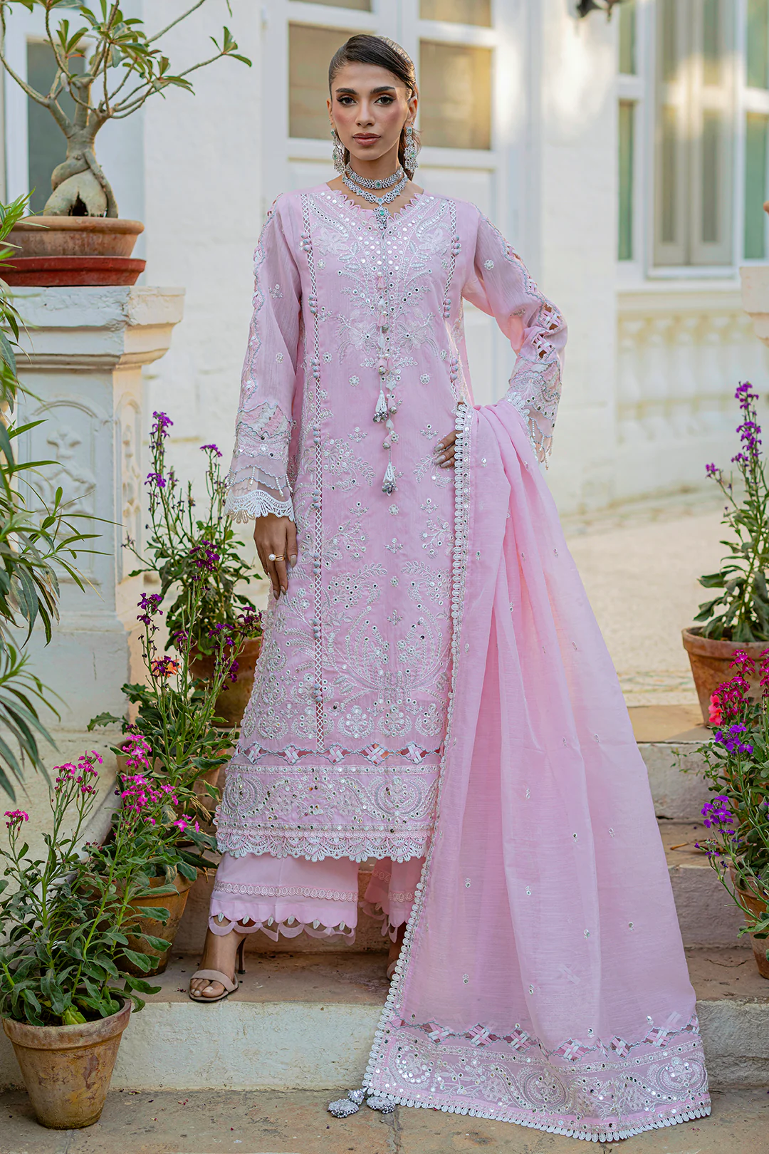 Embroidered Shirt Shalwar Dupatta - 4215 - Image 3