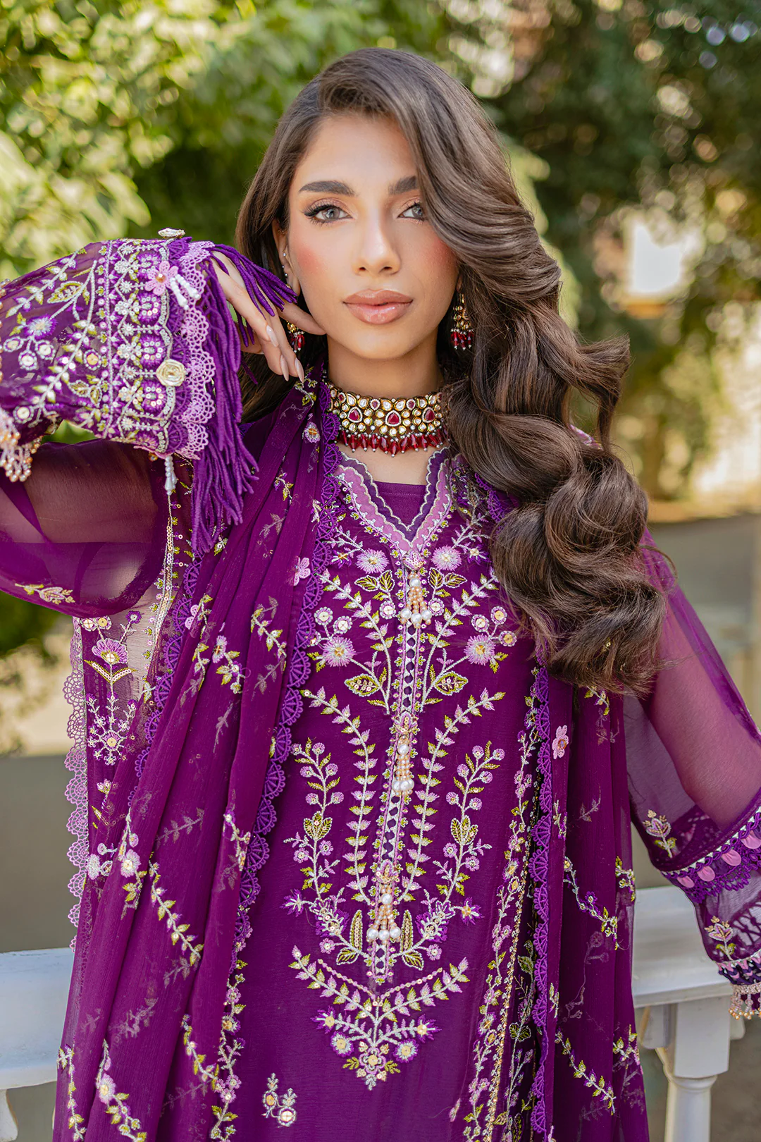 Embroidered Shirt Shalwar Dupatta - 4218 - Image 4