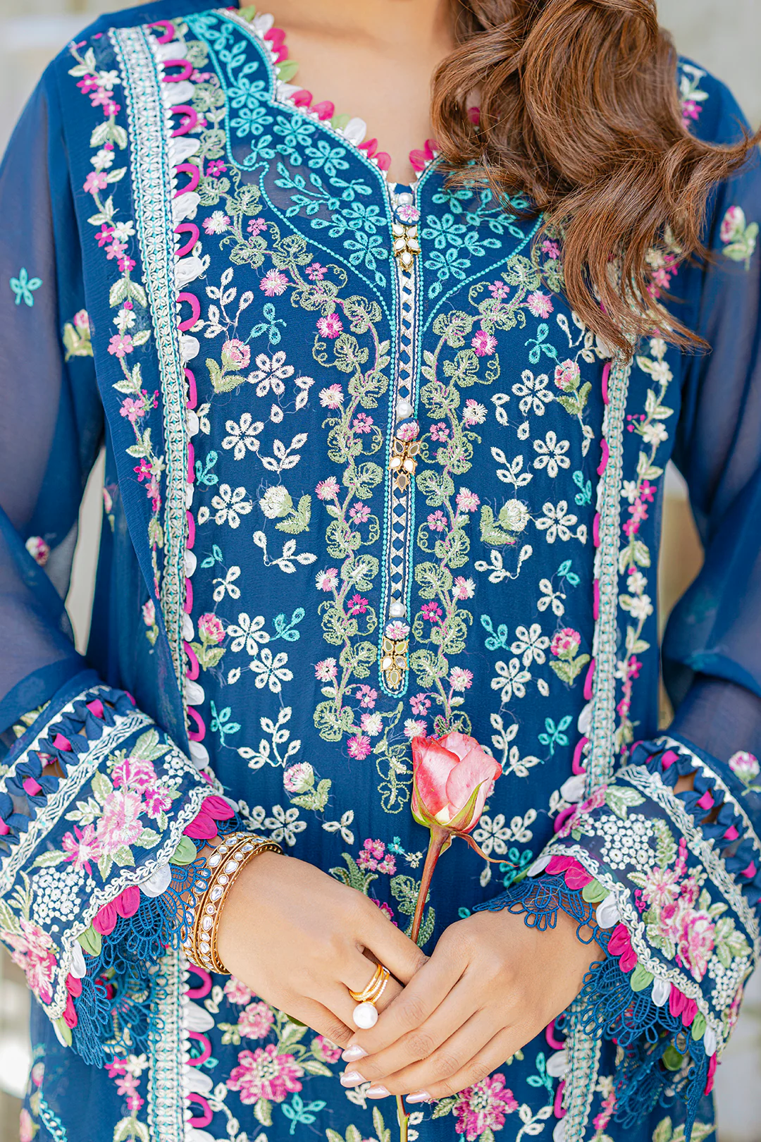 Embroidered Shirt Shalwar Dupatta - 4219 - Image 8