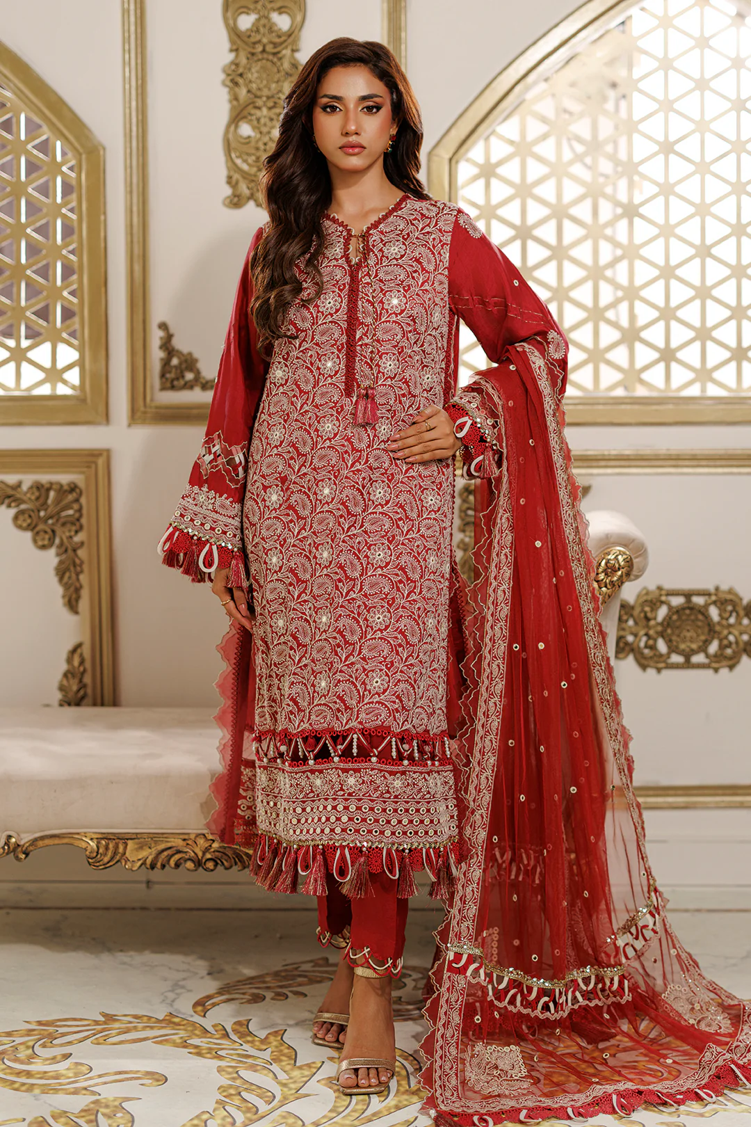 Embroidered Shirt Shalwar Dupatta - 4228 - Image 3