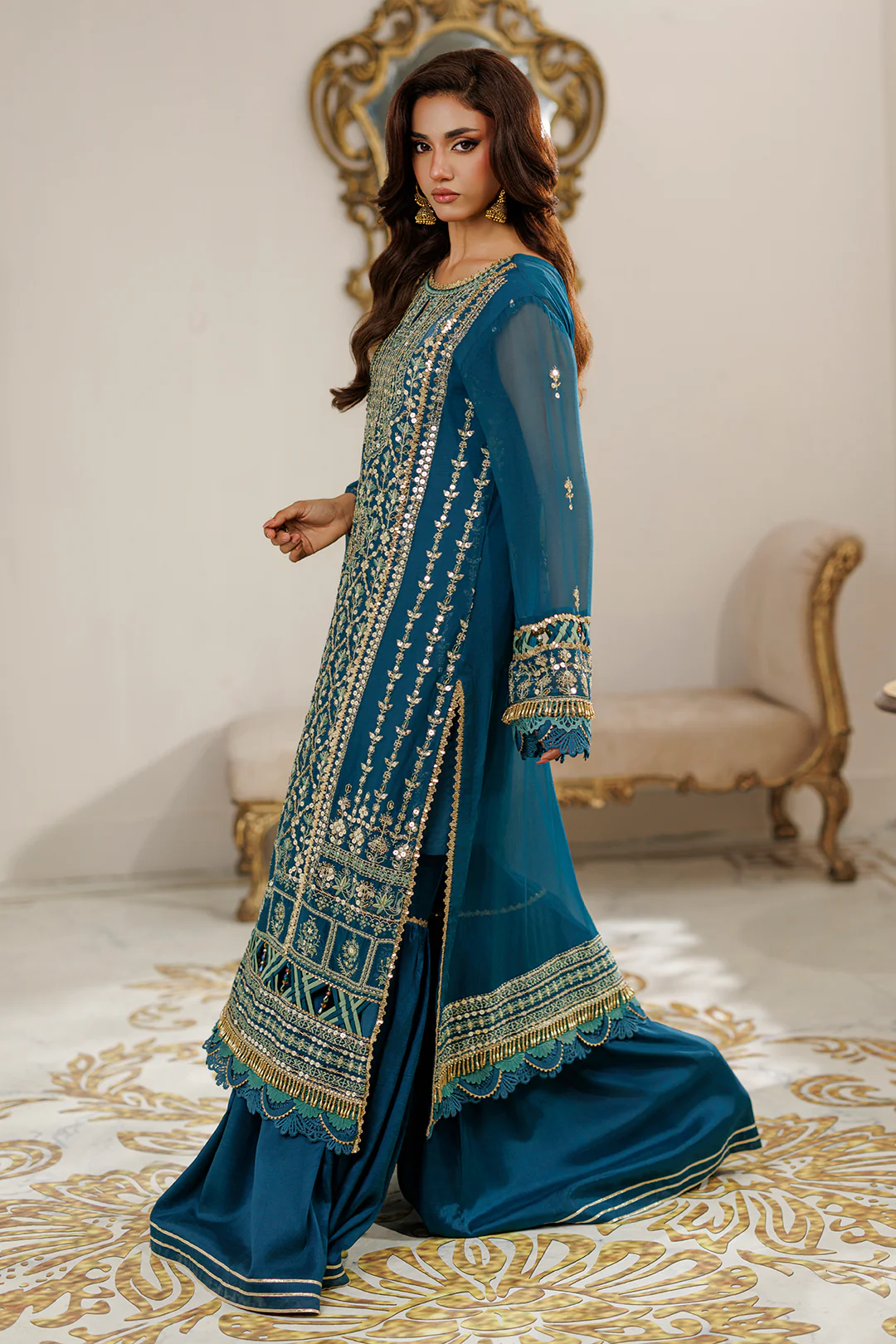 Embroidered Shirt Shalwar Dupatta - 4233 - Image 12