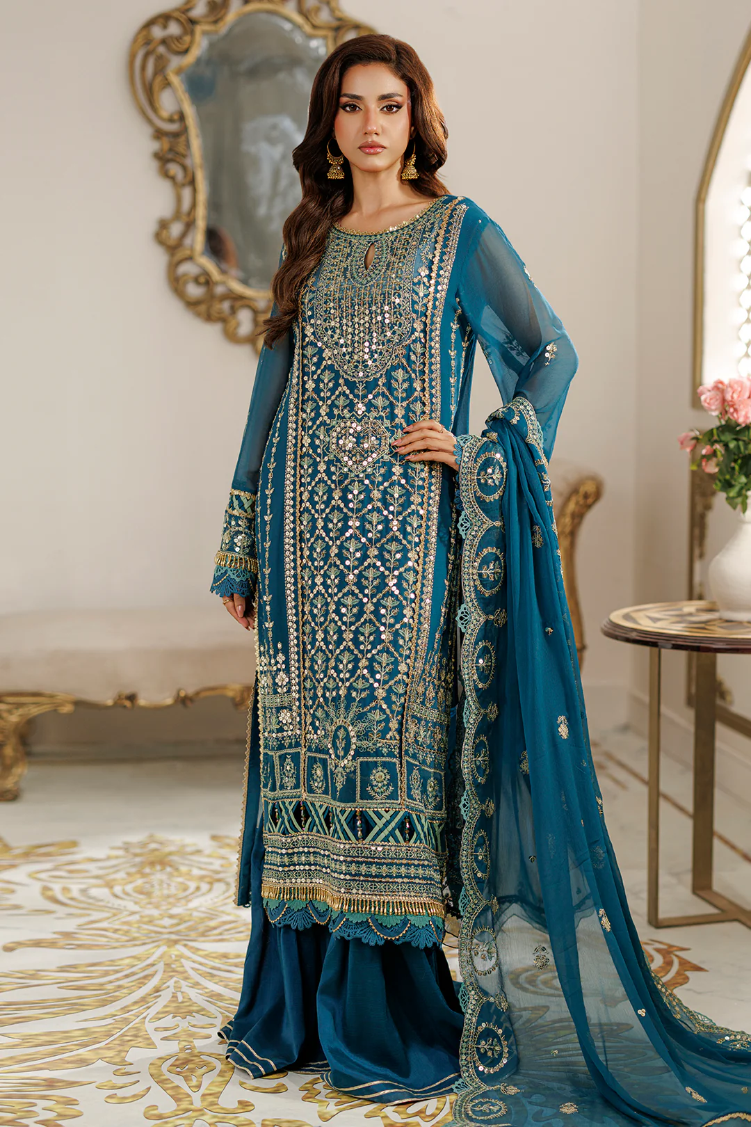 Embroidered Shirt Shalwar Dupatta - 4233 - Image 3