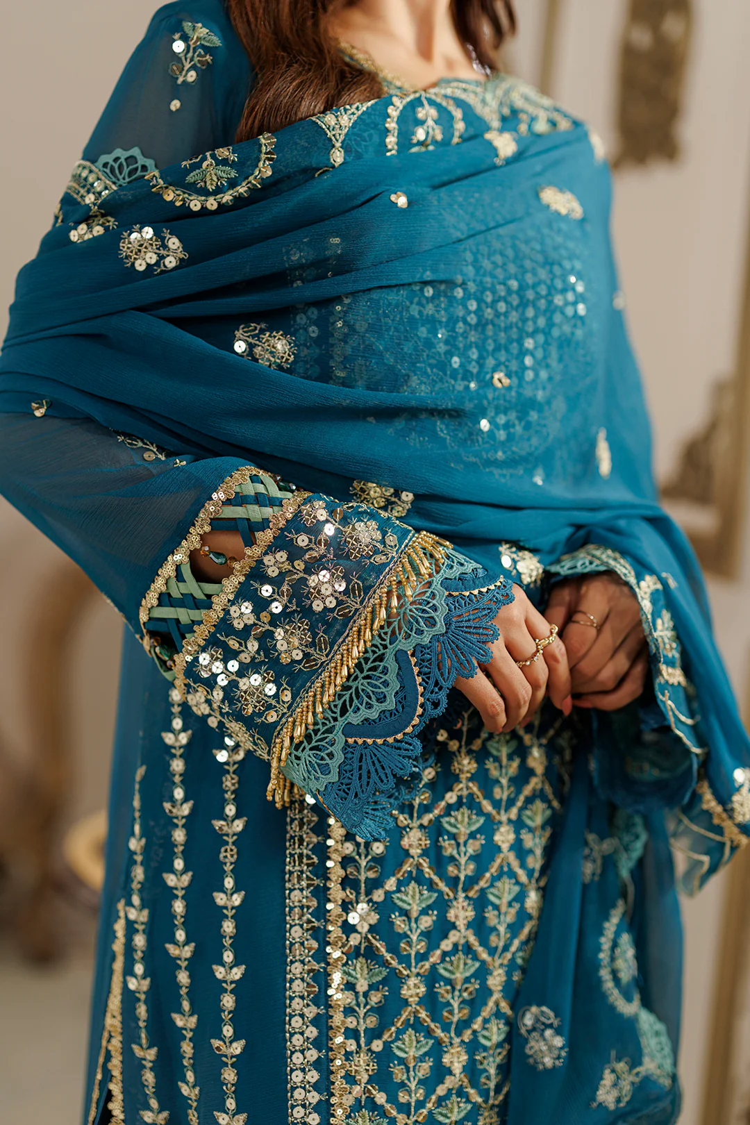 Embroidered Shirt Shalwar Dupatta - 4233 - Image 9