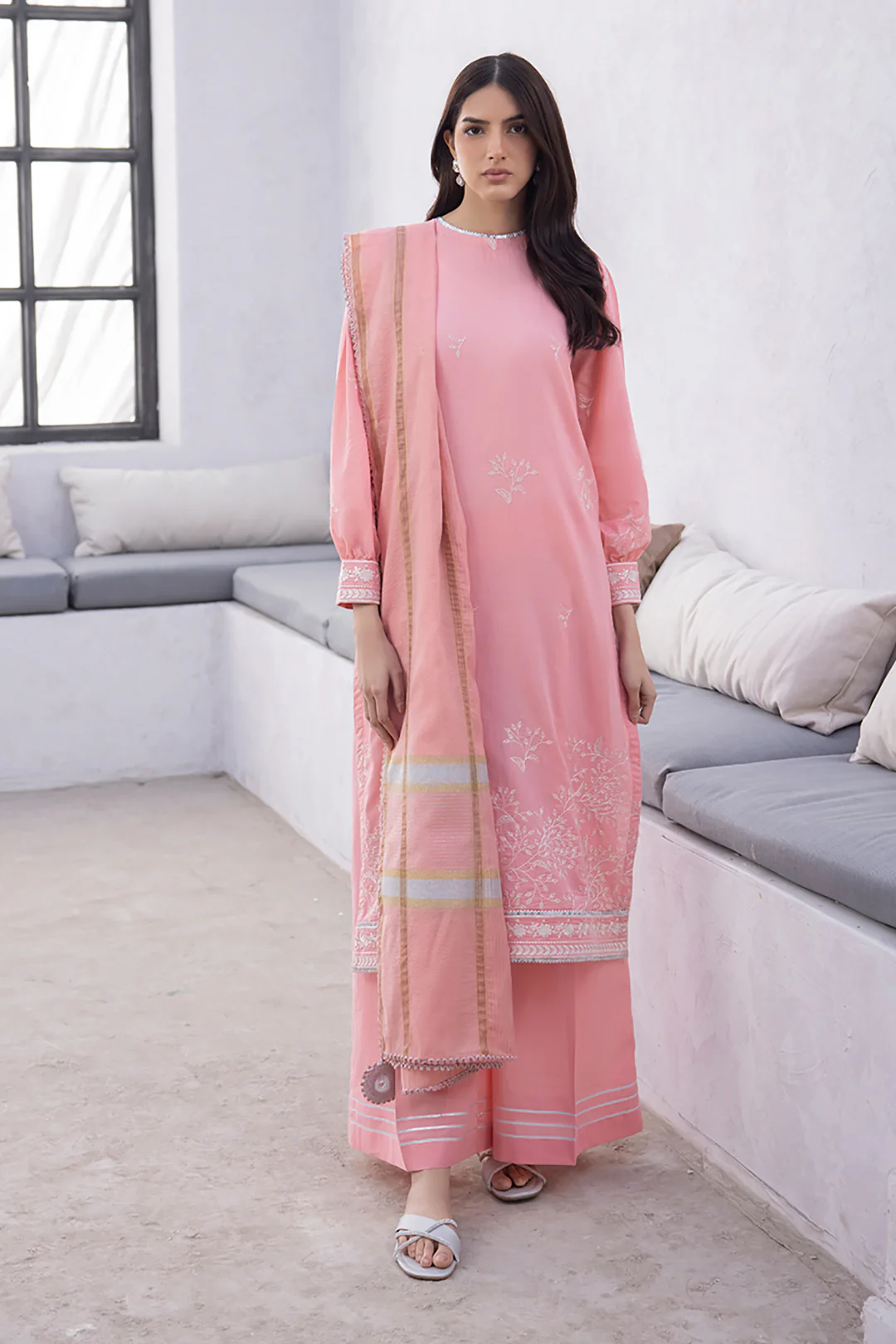Embroidered Shirt Shalwar Dupatta - 1134 - Image 2