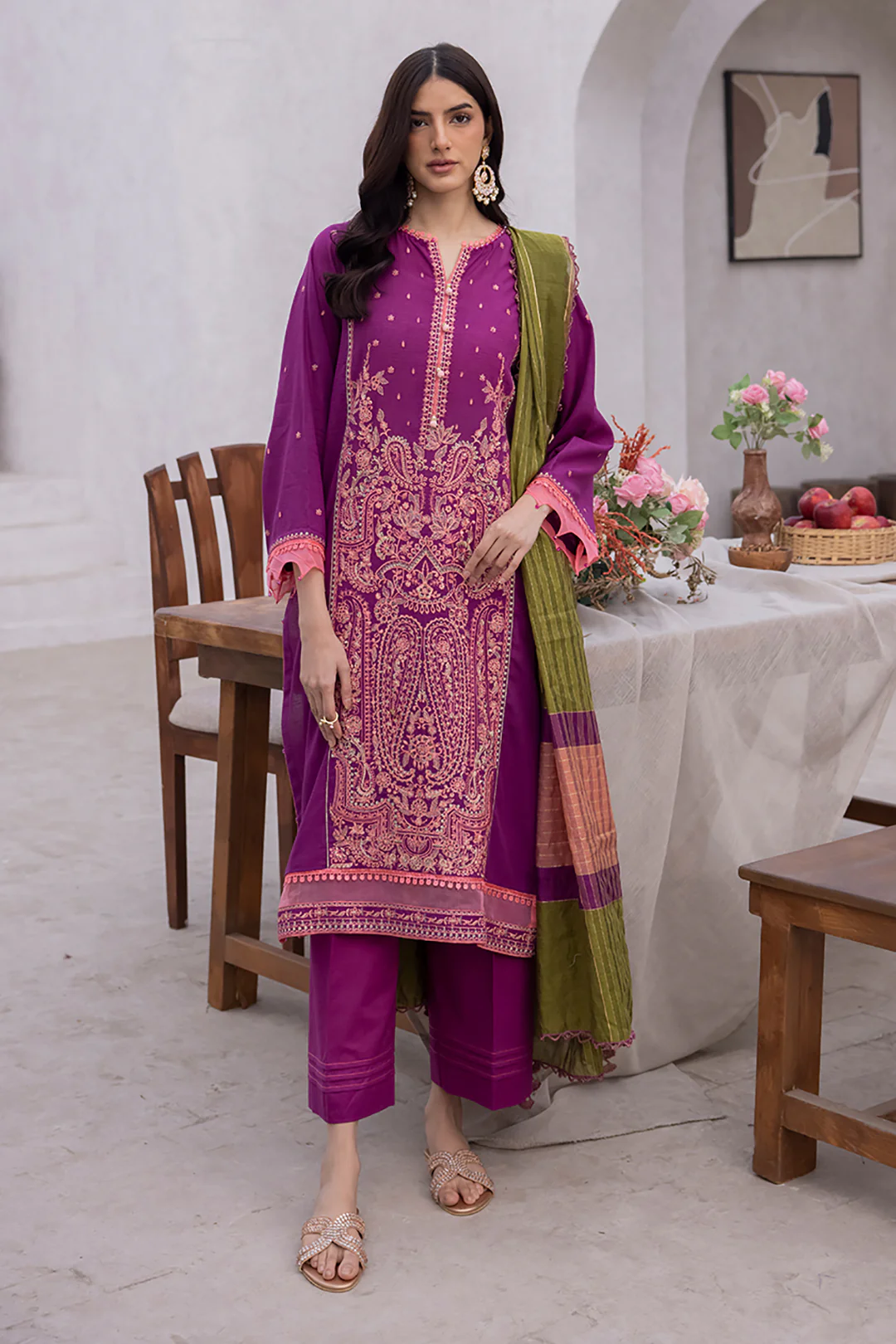 Embroidered Shirt Shalwar Dupatta - 1135 - Image 2