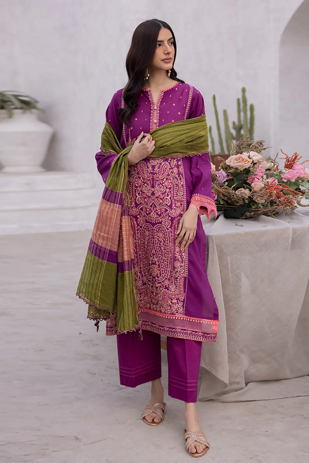 Embroidered Shirt Shalwar Dupatta - 1135 - Image 3
