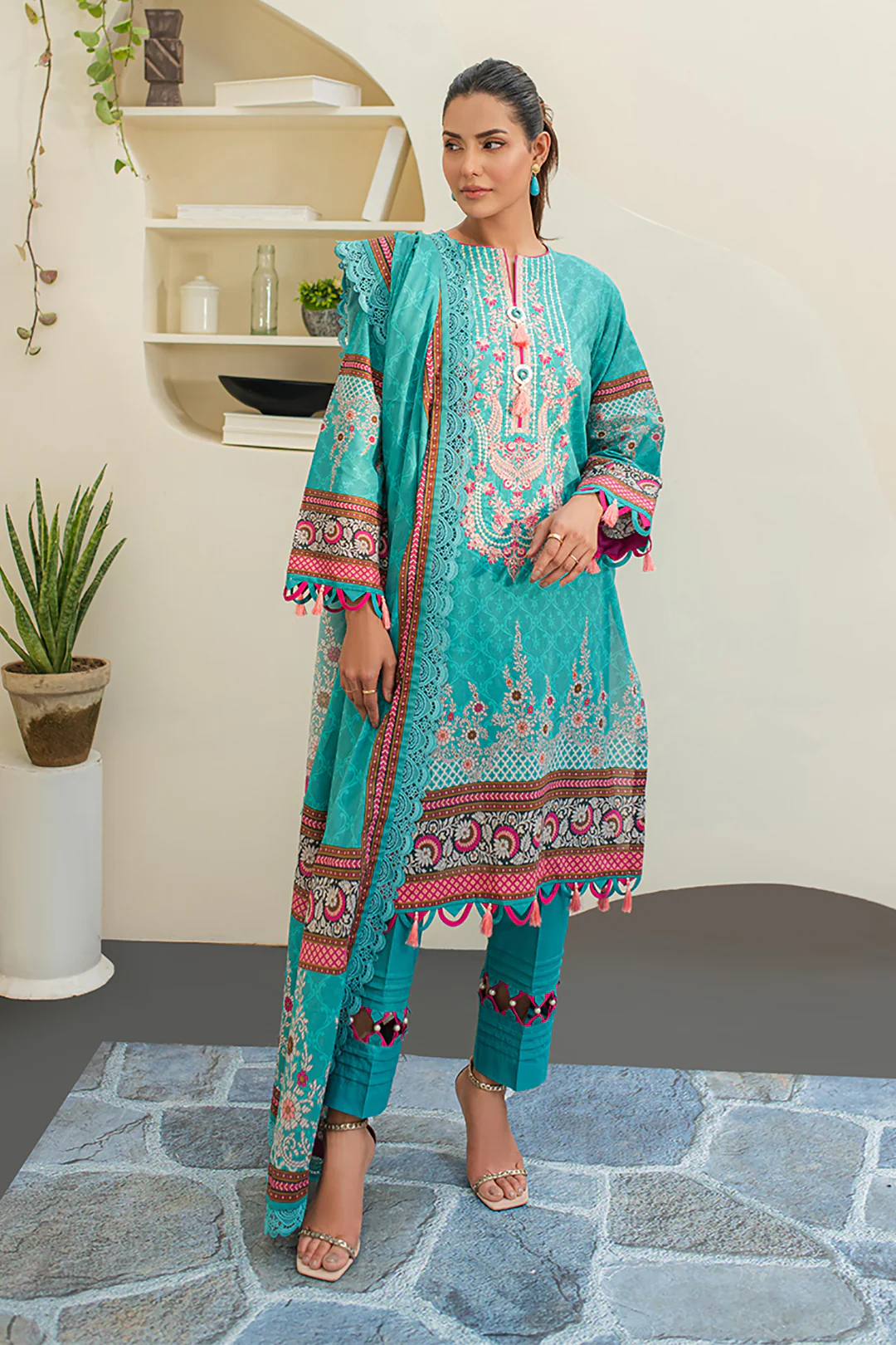 Embroidered Shirt Shalwar Dupatta - 1249 - Image 3