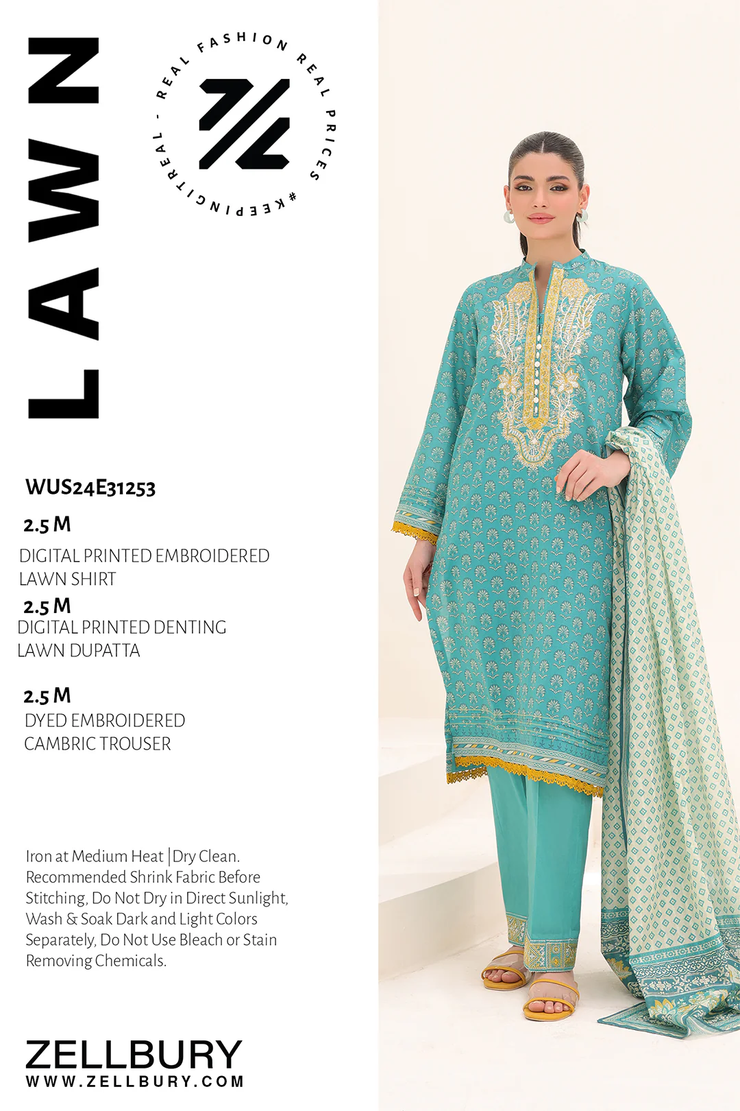 Embroidered Shirt Shalwar Dupatta - 1253 - Image 6
