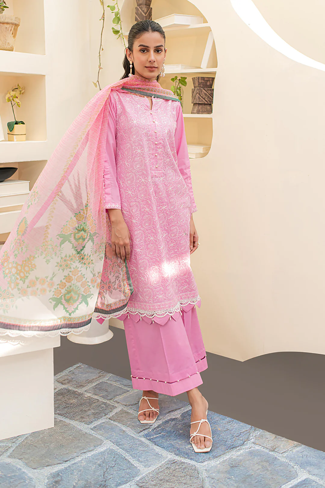 Embroidered Shirt Shalwar Dupatta - 1260 - Image 3