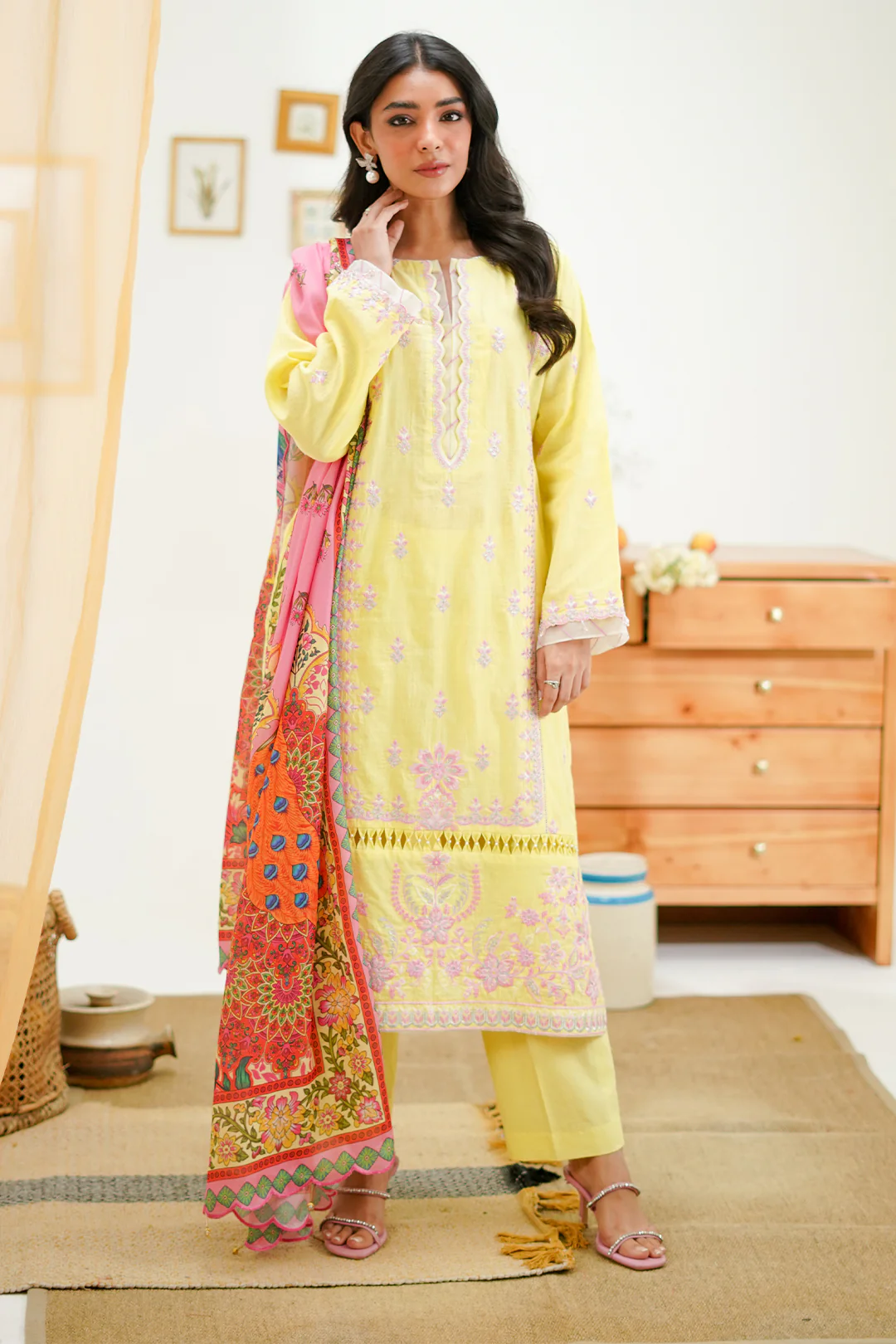 Embroidered Shirt Shalwar Dupatta - 1266 - Image 6