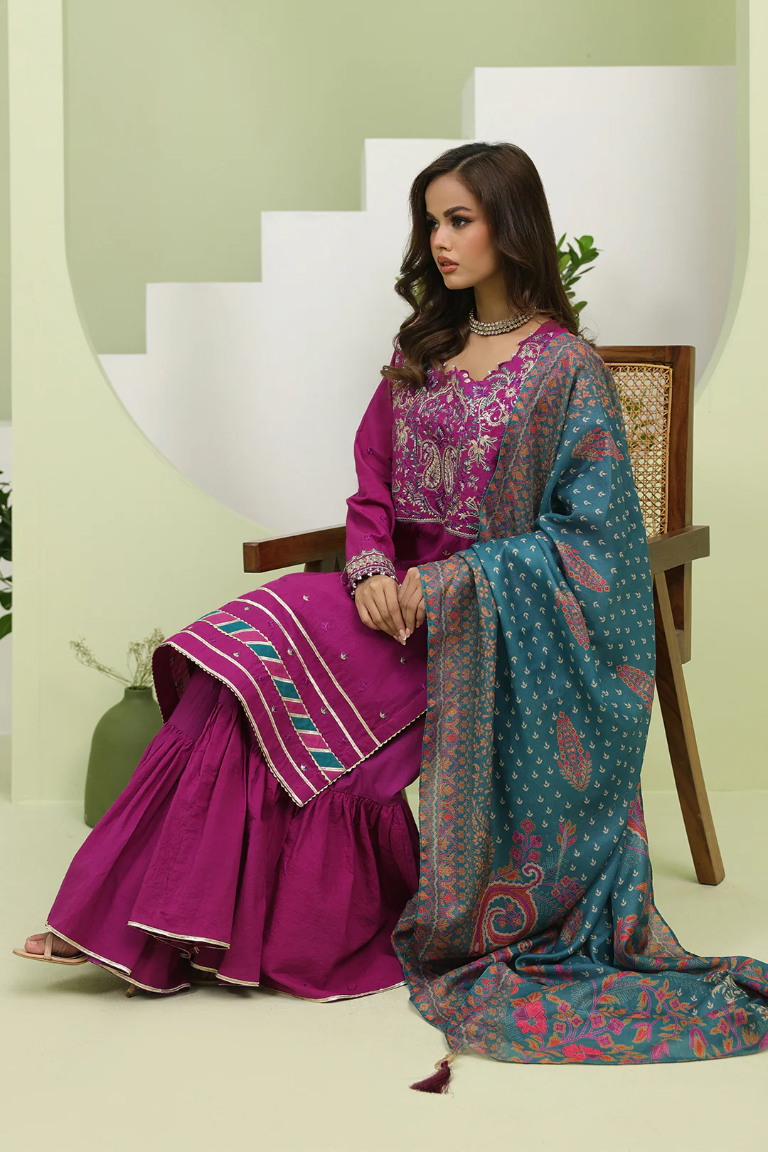 Embroidered Shirt Shalwar Dupatta - 1269 - Image 6