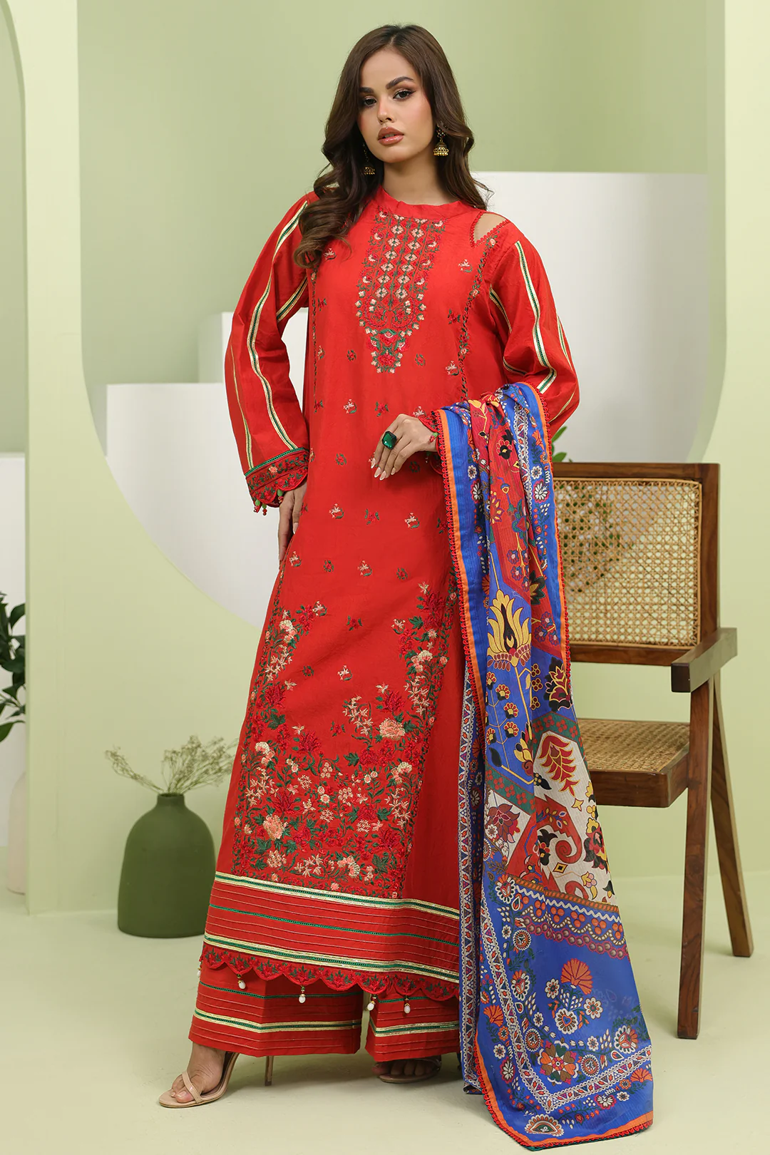 Embroidered Shirt Shalwar Dupatta - 1271 - Image 2