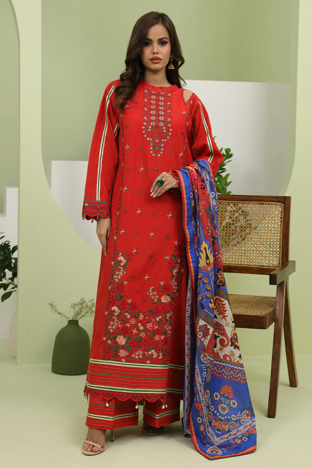 Embroidered Shirt Shalwar Dupatta - 1271 - Image 3