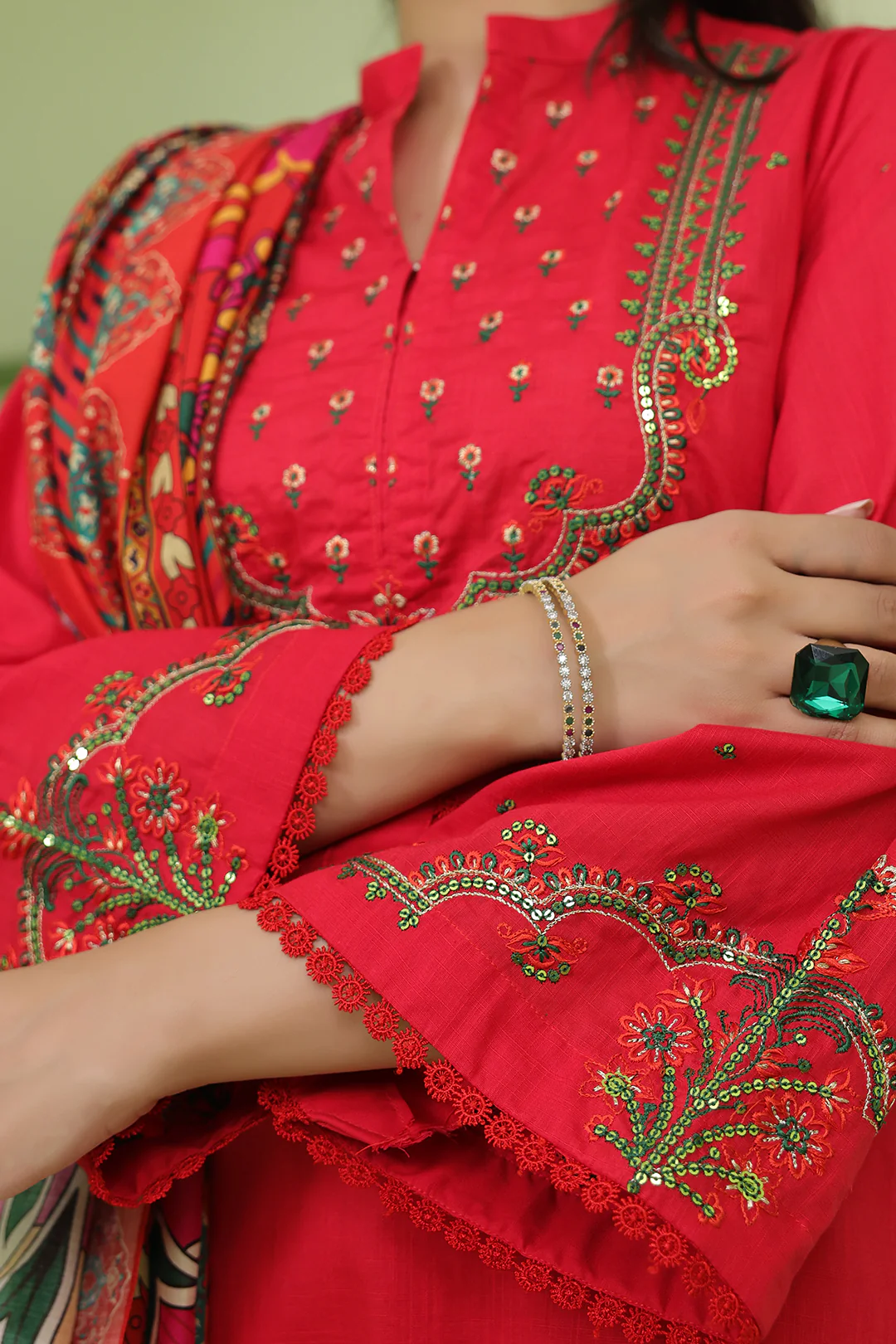 Embroidered Shirt Shalwar Dupatta - 1272 - Image 3
