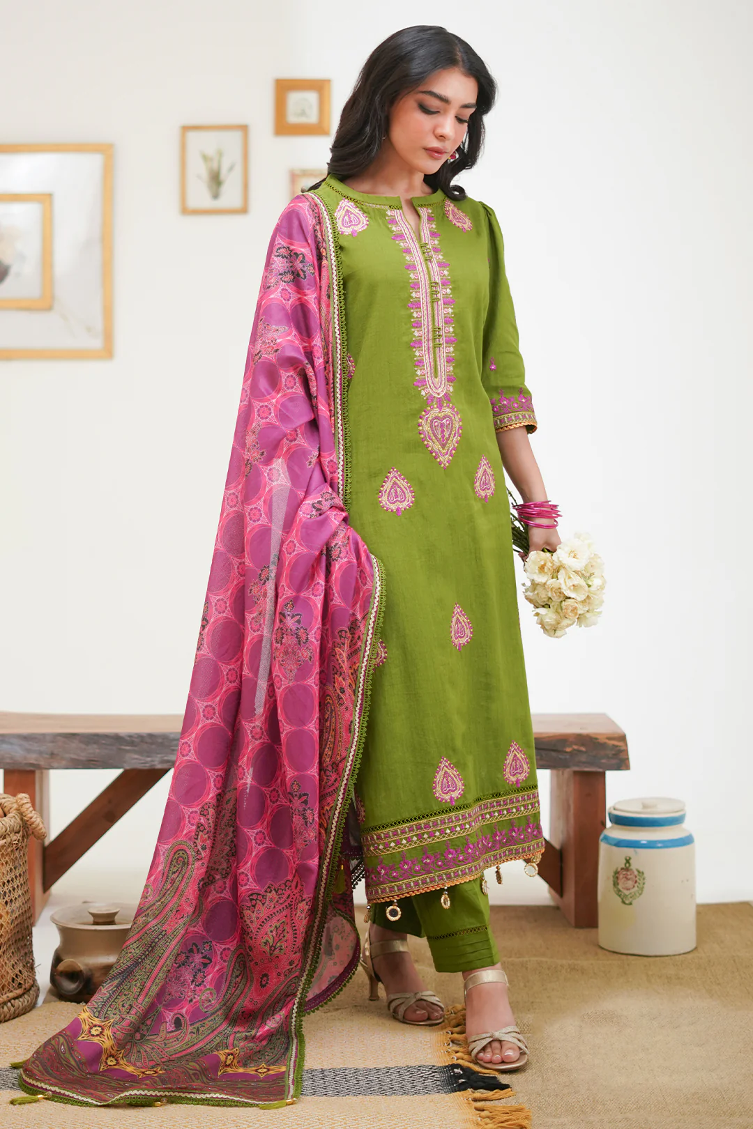 Embroidered Shirt Shalwar Dupatta - 1273 - Image 2