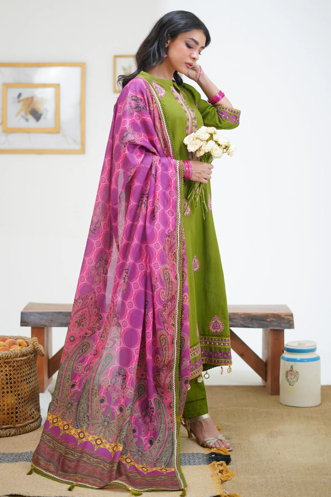 Embroidered Shirt Shalwar Dupatta - 1273 - Image 3