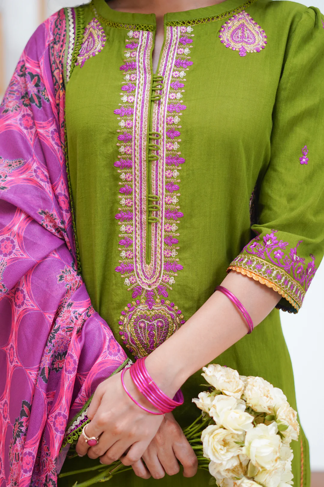 Embroidered Shirt Shalwar Dupatta - 1273 - Image 4