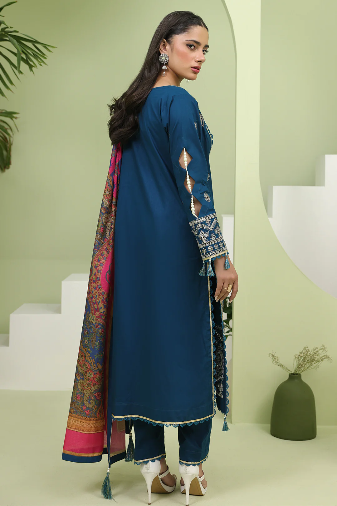 Embroidered Shirt Shalwar Dupatta - 1277 - Image 4