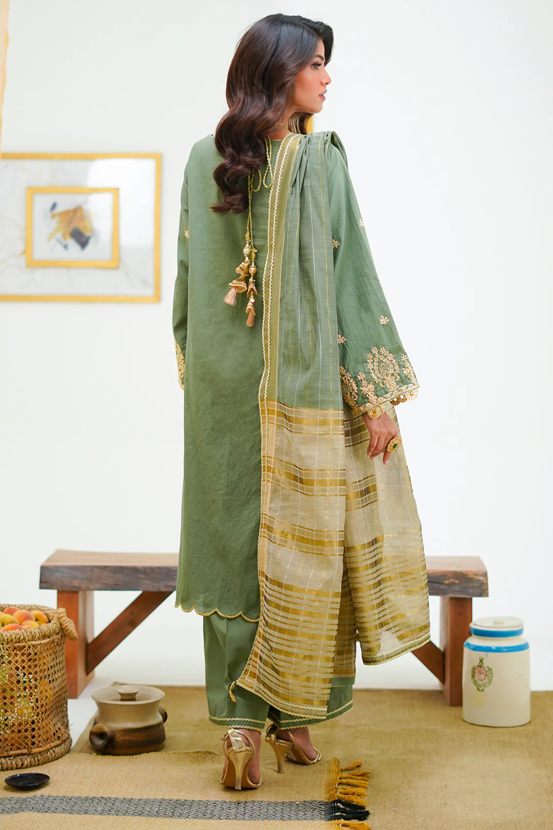 Embroidered Shirt Shalwar Dupatta - 1284 - Image 5