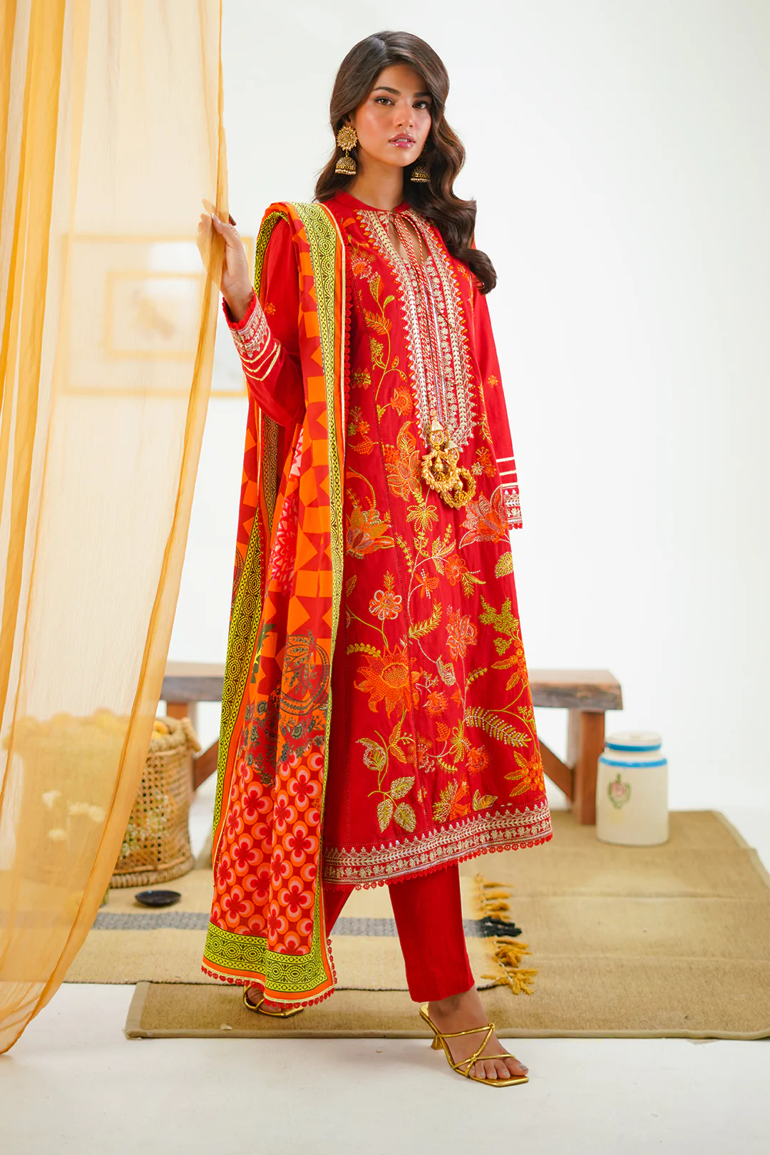 Embroidered Shirt Shalwar Dupatta - 1295 - Image 2
