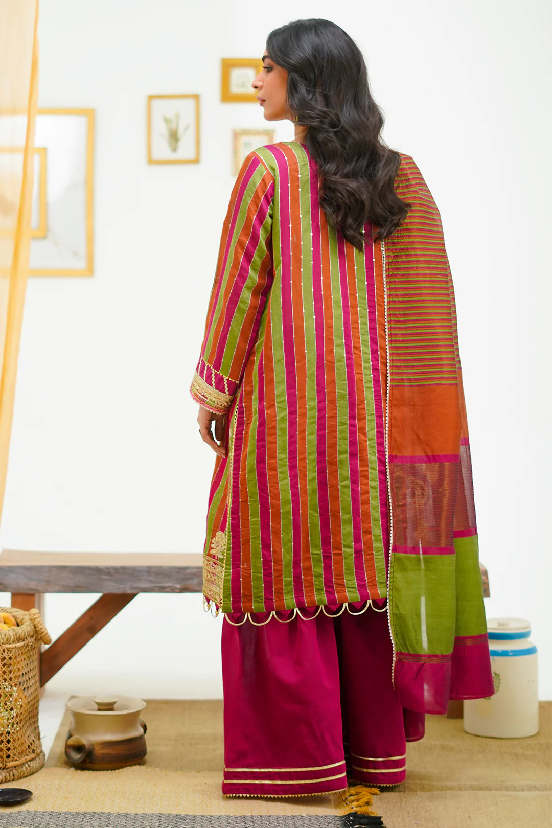Embroidered Shirt Shalwar Dupatta - 1299 - Image 7