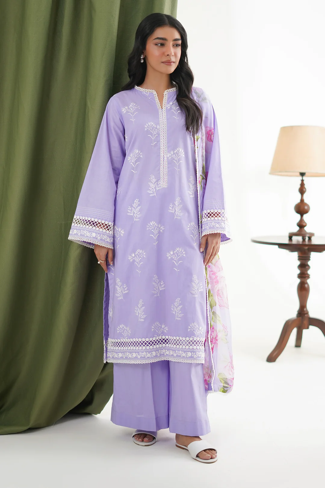 Embroidered Shirt Shalwar Dupatta - 1366 - Image 3