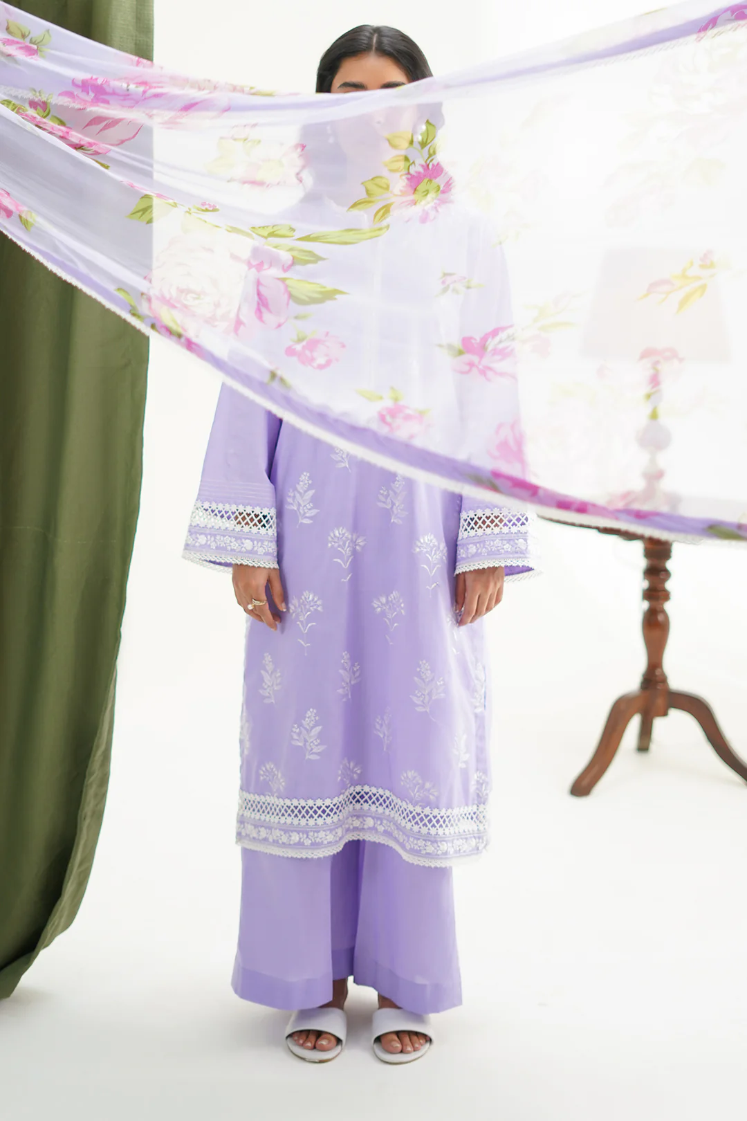 Embroidered Shirt Shalwar Dupatta - 1366 - Image 5