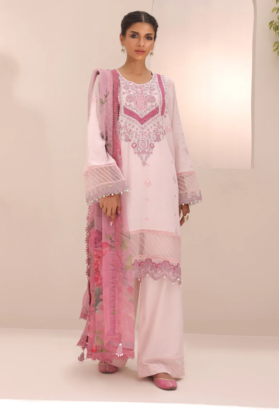Embroidered Shirt Shalwar Dupatta - 1543 - Image 2
